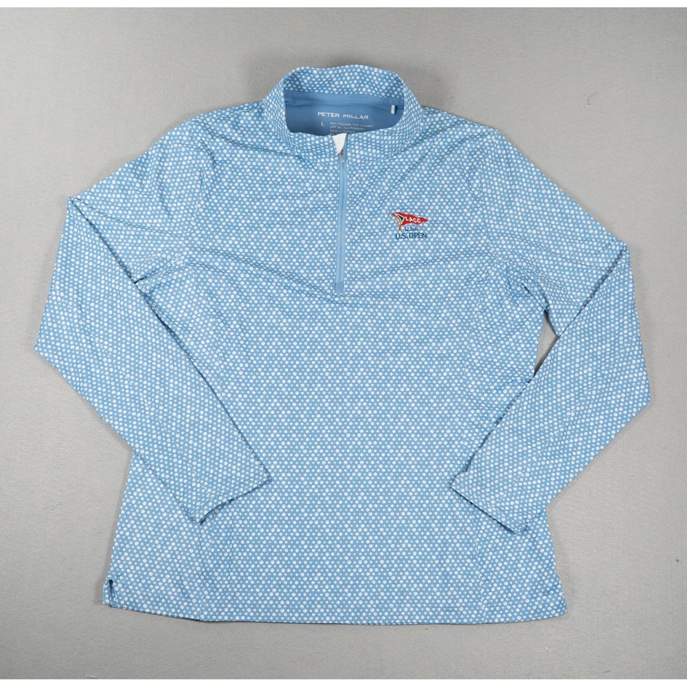 Peter Millar Womens 123rd US Open LACC Quarter Zip Pullover Blue Size L Golf